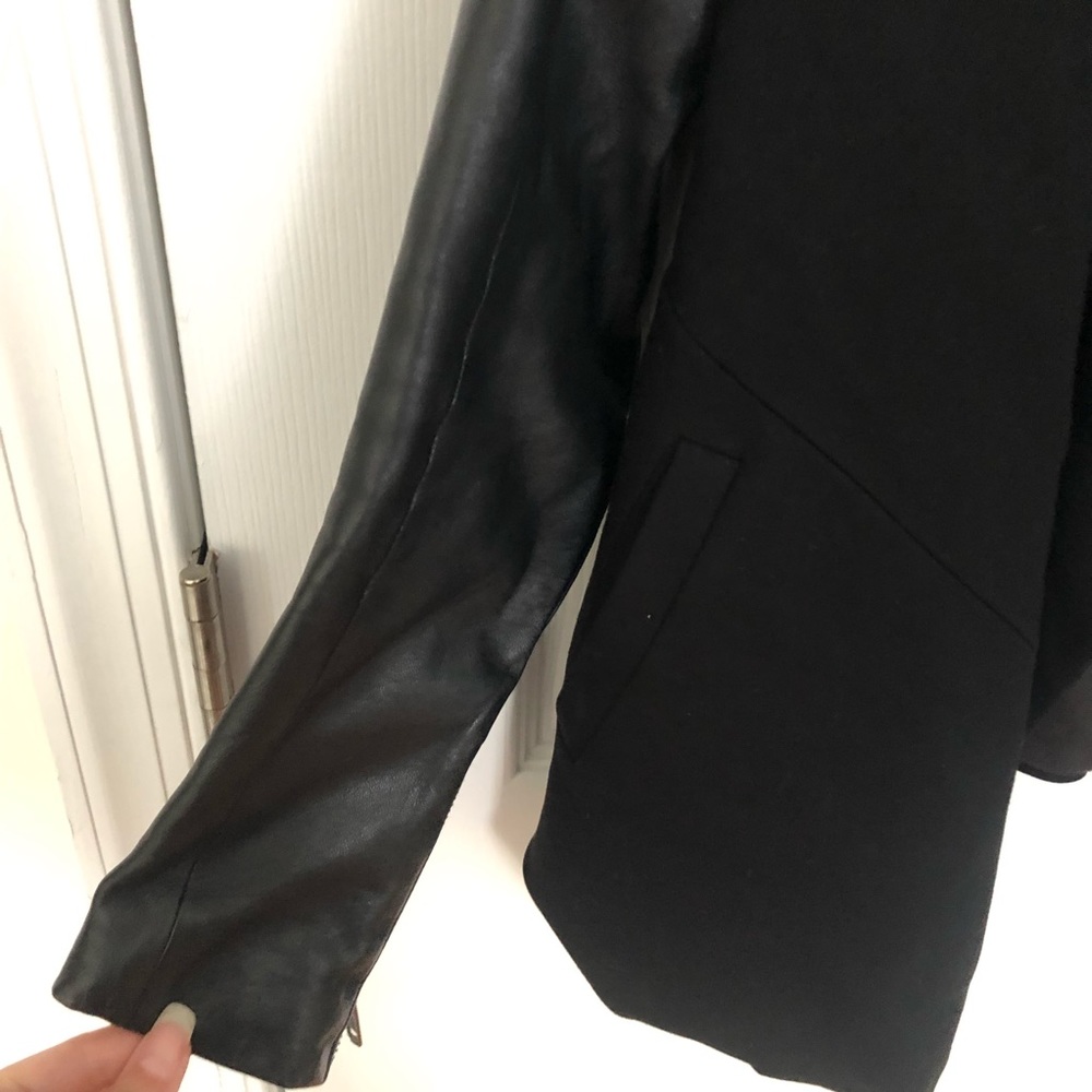 Theory Open Blazer with Faux Leather Sleeves - Picture 6 of 9